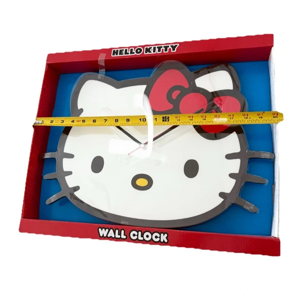 Hello Kitty 18” Wall Clock Sanrio Red Bow Face Kawaii Decor New